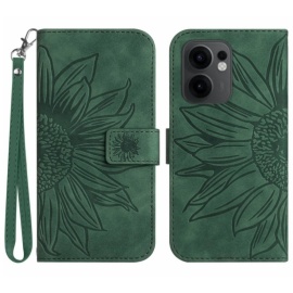 Coverup Zonnebloem Book Case met Koord - OPPO Reno13 F / FS 5G Hoesje - Groen