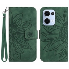 Coverup Zonnebloem Book Case met Koord - OPPO Reno13 5G Hoesje - Groen