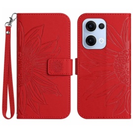 Coverup Zonnebloem Book Case met Koord - OPPO Reno13 5G Hoesje - Rood