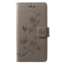 Coverup Bloemen & Vlinders Book Case - Huawei P30 Lite Hoesje - Taupe Grijs