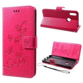 Coverup Bloemen & Vlinders Book Case - Huawei Y7 (2019) Hoesje - Roze