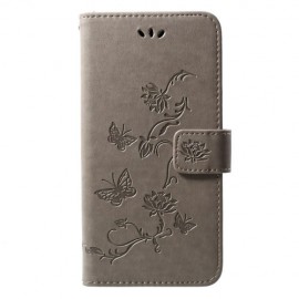 Coverup Bloemen & Vlinders Book Case - Huawei Y7 (2019) Hoesje - Taupe Grijs