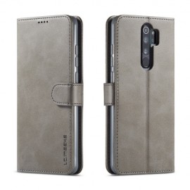 LC.IMEEKE Luxe Book Case - Xiaomi Redmi Note 8 Pro Hoesje - Grijs