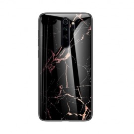 Marble Glass Back Cover - Xiaomi Redmi Note 8 Pro Hoesje - Zwart